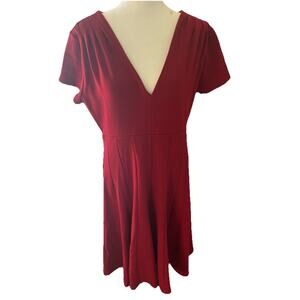 Anthropologie Maeve Lincoln Center Dress Cranberry Stretch Blend Size Large